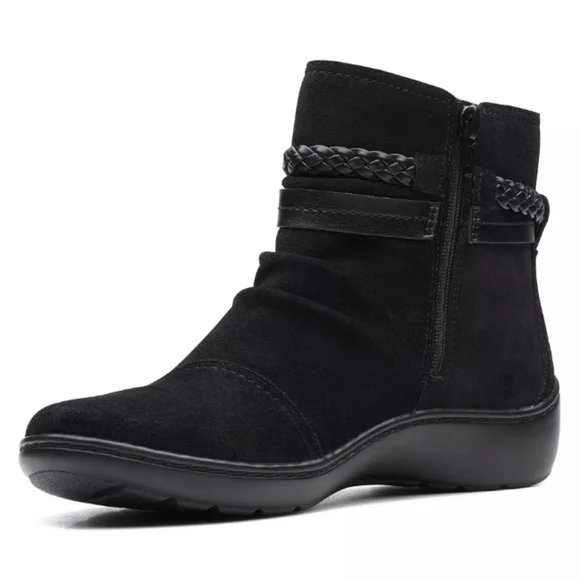 Clarks Cora Braid Booties Black - Picture 6 of 10